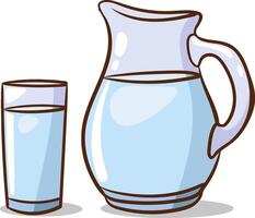 vector ilustración de un jarra y un vaso de agua en un blanco antecedentes