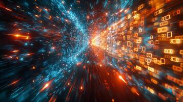 AI generated Abstract Blue and Orange Light photo