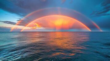 AI generated Two Rainbows Over Body of Water photo