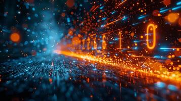 AI generated Abstract Blue and Orange Light photo