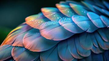 AI generated Close Up of Multicolored Feathers Background photo
