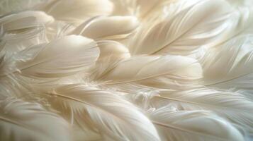 AI generated Bunch of White Feathers Close Up photo