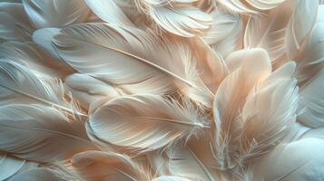 AI generated Bunch of White Feathers Close Up photo