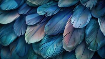 AI generated Close Up of Multicolored Feathers Background photo