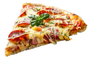 ai gerado delicioso pizza fatia com coberturas png
