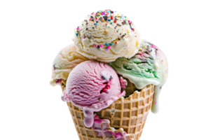 AI generated Variety of ice cream cones png