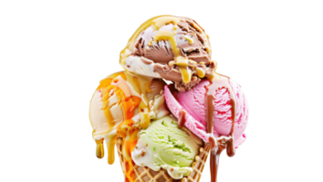 AI generated Variety of ice cream cones png