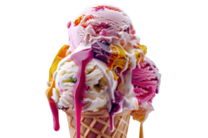 AI generated Variety of ice cream cones png