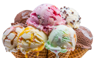 AI generated Variety of ice cream cones png