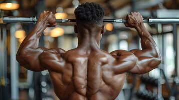 ai generado hombre haciendo ejercicios en el gimnasio foto