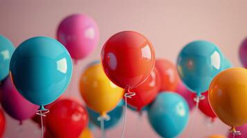 ai generado racimo de globos flotante en el cielo foto