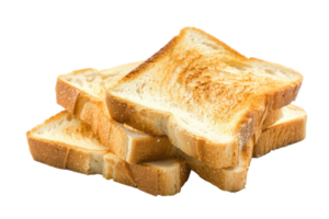 AI generated Stack of golden toasted bread slices on transparent background - stock png. png