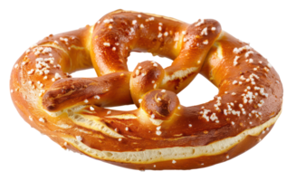 AI generated Salted baked pretzel on transparent background - stock png. png
