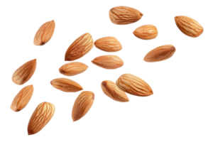 AI generated Scattered almonds on transparent background - stock png. png