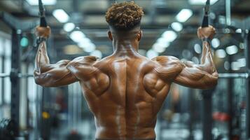 ai generado hombre haciendo ejercicios en el gimnasio foto