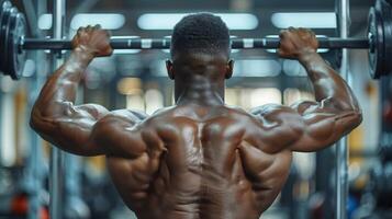 ai generado hombre haciendo ejercicios en el gimnasio foto