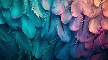 AI generated Close Up of Multicolored Feathers Background photo