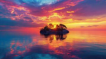AI generated Small Island in Middle of Water photo