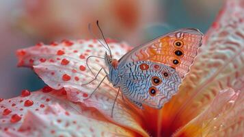AI generated Butterfly on Flower Close Up photo
