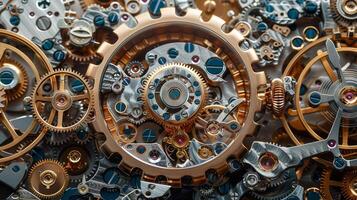 ai generado intrincado reloj movimiento detalle foto