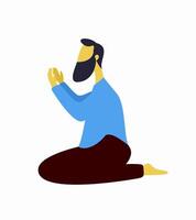 man with beard praying character illustration vector