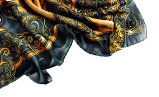 AI generated Ornate silk scarf with elegant patterns png