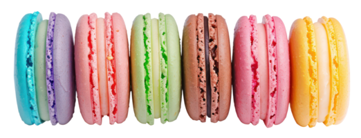 ai generado fila de vistoso francés macarons png