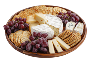 ai généré gourmet fromage et grain de raisin plat png