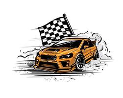 drift car and flag, an illustration of sport vector