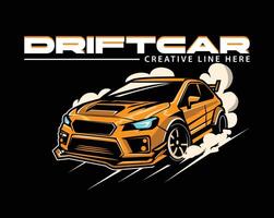 drift car and smoke with black background vector