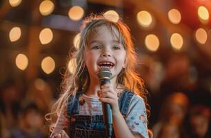 AI generated Little Girl Singing Into Microphone photo