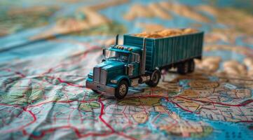 AI generated Toy Truck on Map photo