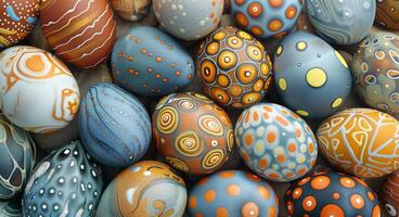 AI generated Group of Painted Eggs on Table photo