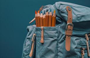 AI generated Backpack Full of Pencils photo