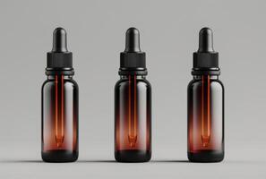 AI generated Row of Glass Bottles Filled With Liquid photo
