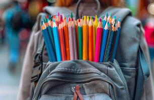 AI generated Backpack Full of Pencils photo