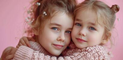 AI generated Two Little Girls Hugging Each Other photo