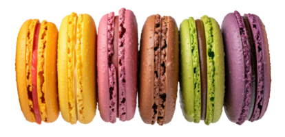 ai generado fila de vistoso francés macarons png