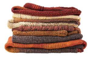 AI generated Colorful stacked knitwear sweaters png