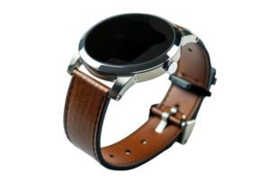 AI generated Smartwatch with elegant leather strap png