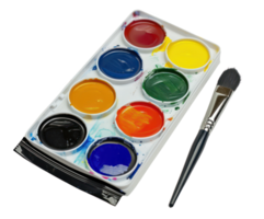 AI generated Watercolor paint set with brush ready for art png