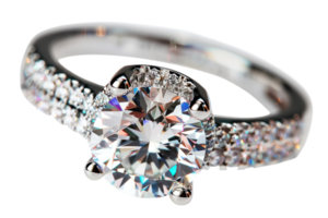 AI generated Diamond ring with sparkling side stones png