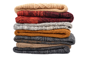 AI generated Colorful stacked knitwear sweaters png