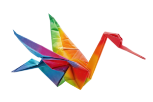 ai gegenereerd regenboog gekleurde origami kraan png