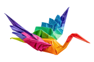 ai gegenereerd regenboog gekleurde origami kraan png