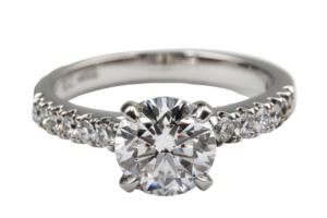 AI generated Diamond ring with sparkling side stones png