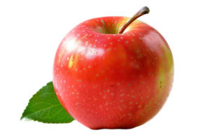 AI generated Fresh red apple with water droplets and leaves png