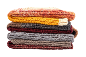 AI generated Colorful stacked knitwear sweaters png