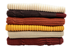 AI generated Colorful stacked knitwear sweaters png