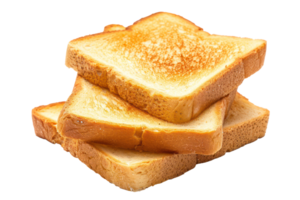 AI generated Crispy golden toast stacked on transparent background - stock png. png